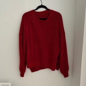 Oversized Split Hem Crewneck Sweater